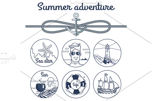 Summer Adventure Monochrome Poster With Anchor