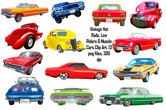  HOT RODS,LOW RIDERS,MUSCLE CARS in Illustrations
