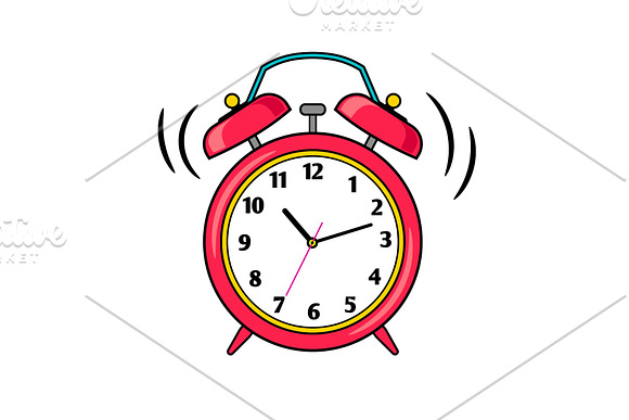 Cartoon Red Ringing Alarm Clock
