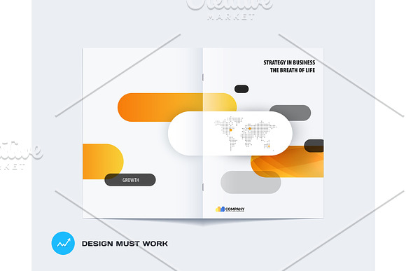 Abstract Brochure Design Modern Annual Report Centerfold Cover Flyer In A4 With Colourful Rounded Rectangles