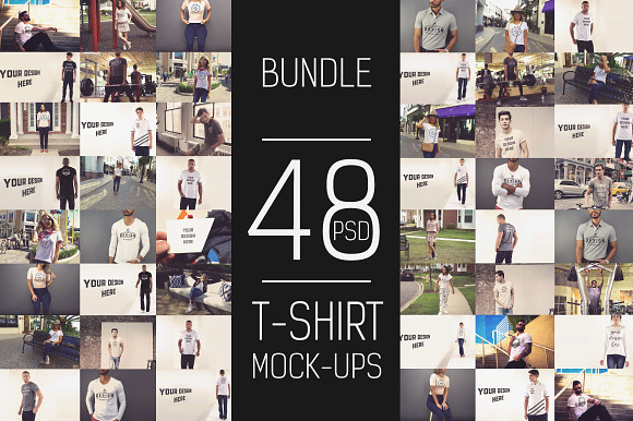 Free 48 PSD T-shirt Mock-up Bundle