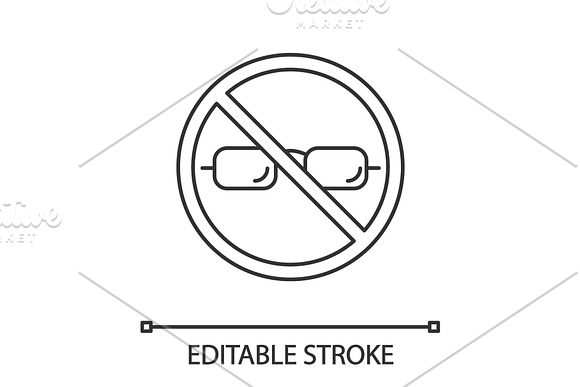 Forbidden Sign With Glasses Linear Icon