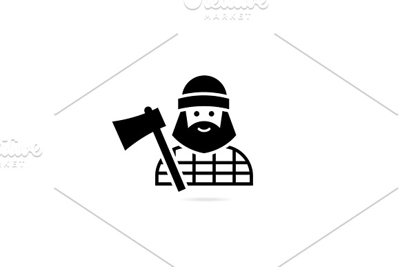 Vector Avatar Lumberjack With An Ax Isolated On A White Background