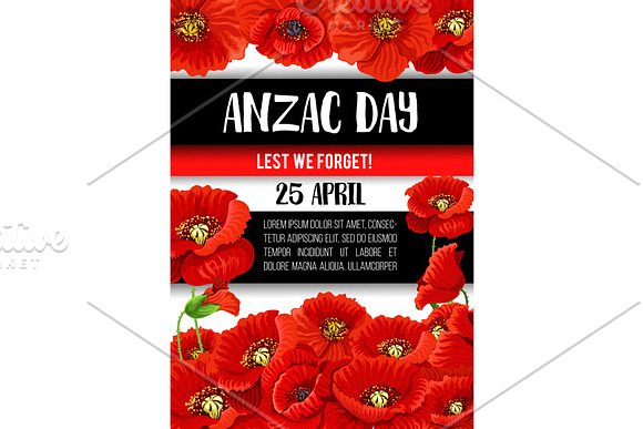 Anzac Day Poppy Flower Memorial Banner Design