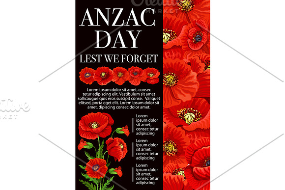 Anzac Day Poppy Flower For Lest We Forget Banner