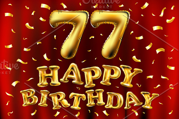Happy Birthday 77 Balloons Gold