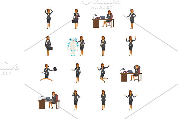 Set Of Business Woman Characters