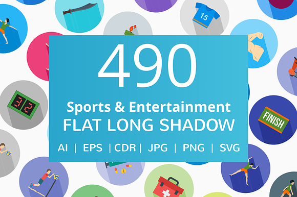 490 Entertainment Long Shadow Icons