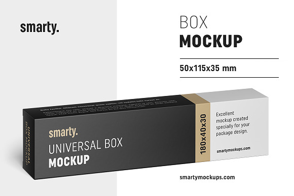 Download Free Download Box Mockup 185x40x30 Mm PSD Mockup Template