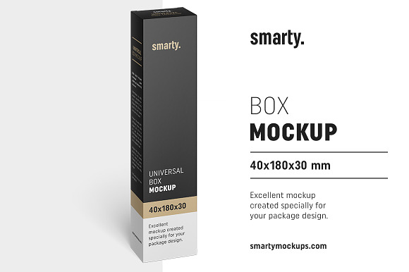 Download Box mockup / 40x185x30 mm