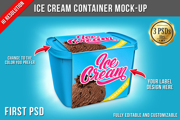Free Ice Cream Container Mock-up