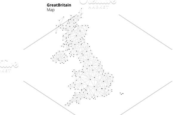 Great Britain Map In Blockchain Technology Style