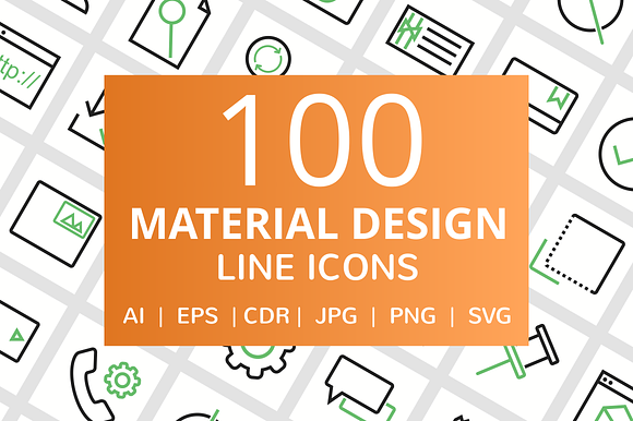 100 Material Design Line Icons
