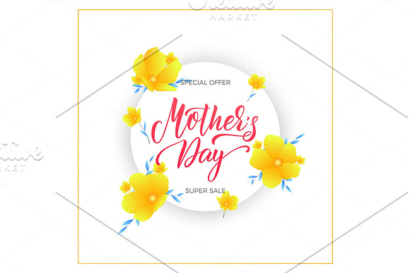 Mothers Day Mother's Day Sale Banner With Flowers And Lettering