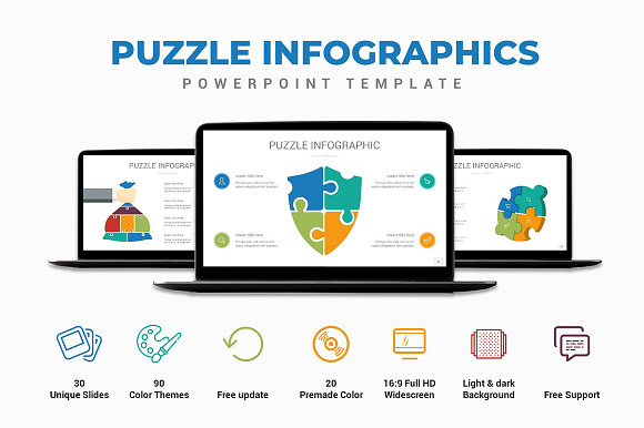 Puzzle Infographics PowerPoint in Presentation Templates - product preview 1