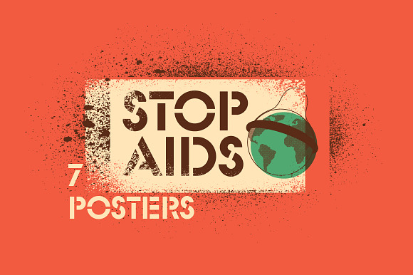 Stop Aids Typographic Stencil Poster