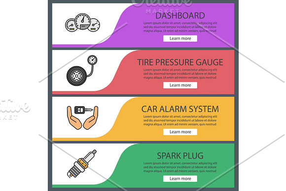 Auto Workshop Web Banner Templates Set