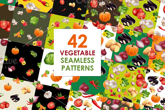 Big Vegetables Patterns Set