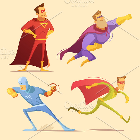Superhero Cartoon Icons Set