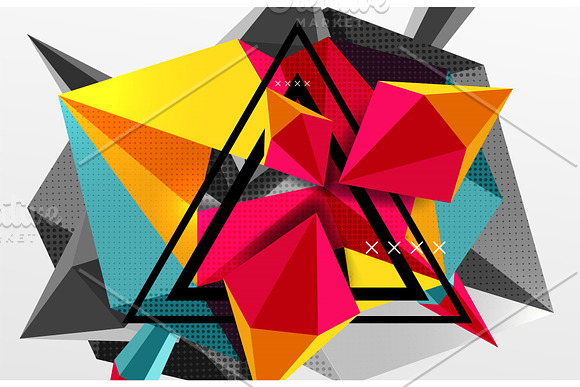 3D Polygonal Elements Abstract Background