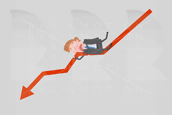 Worried Businessman Lying On A Graph