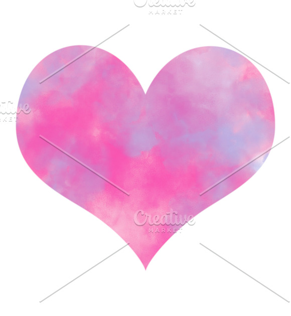 Colorful Pink And Blue Smoke Watercolor In Heart Shape