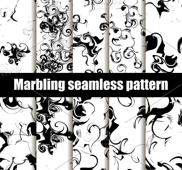 Marbling Seamless Pattern Set