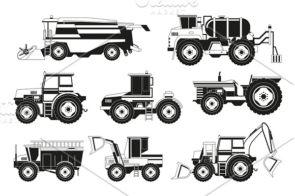 Monochrome Pictures Of Agricultural Machinery