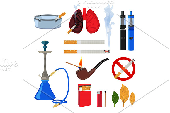Tobacco Cigarette And Different Accessories For Smokers