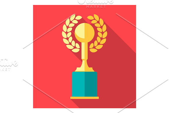 Vector Winner Cup Trophy Flat Icon