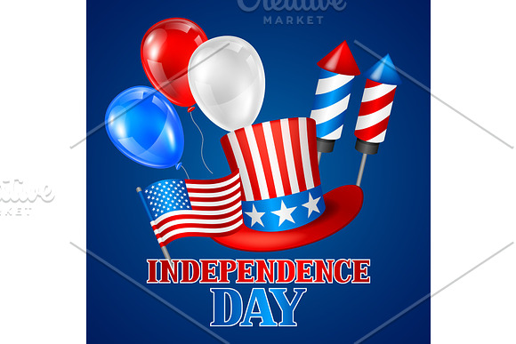 Fourth Of July Independence Day Greeting Card American Patriotic Illustration