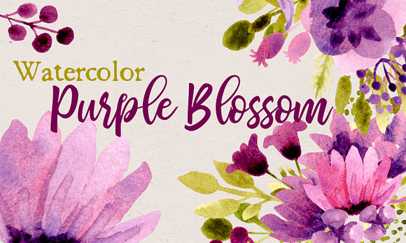 Watercolor Purple Blossom