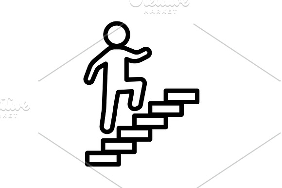Walk Up Stairs Symbol Vector