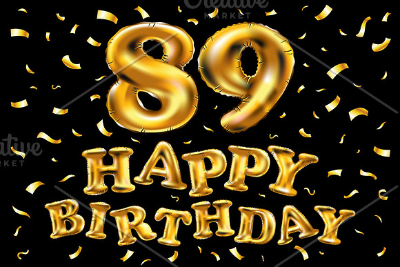 Happy Birthday 88 Balloons Gold