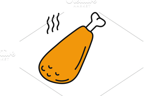 Hot Fried Chicken Leg Color Icon