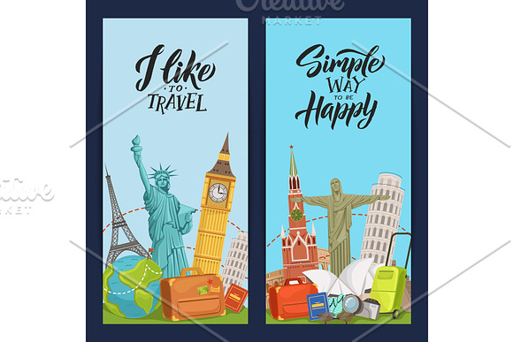 Vector World Sights Flyer Templates For Travel Agency