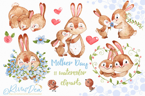 Bunny And Mom Clipart Set