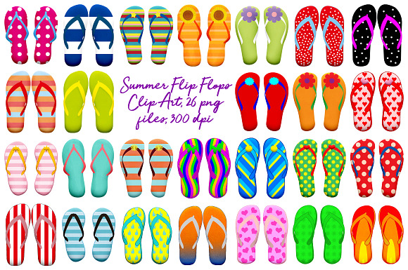 Summer Flip Flops Clip Art in Illustrations