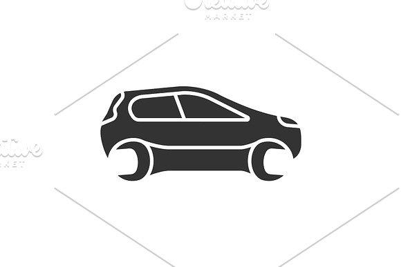 Car With Spanner Glyph Icon