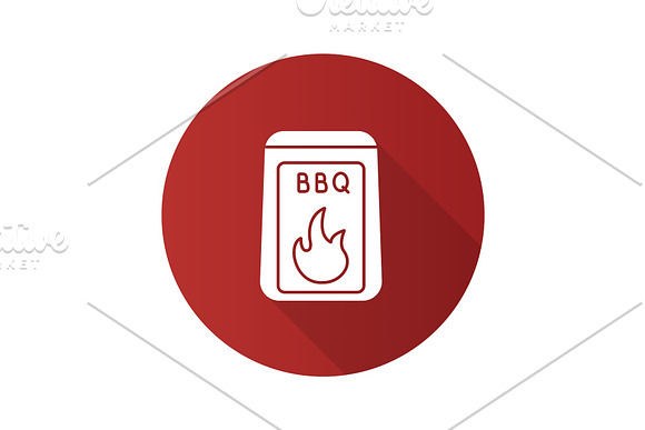 Barbeque Coal Flat Design Long Shadow Glyph Icon