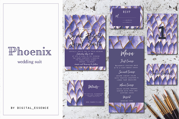 Violet Wedding Invitation Set