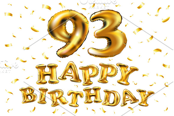 Happy Birthday 93 Balloons Gold