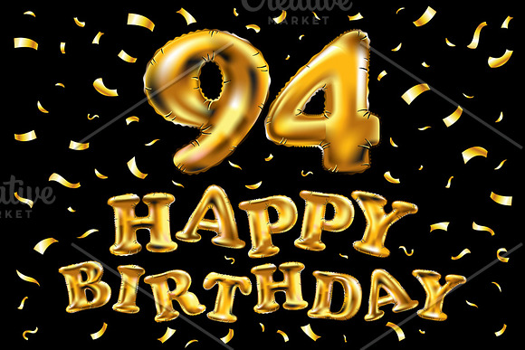 Happy Birthday 94 Balloons Gold