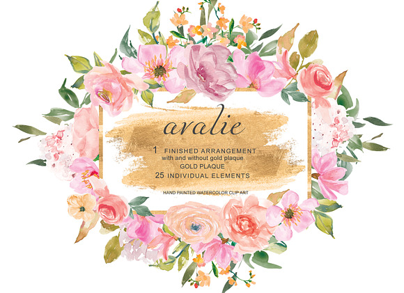 Hand Painted Watercolor Blush Floral