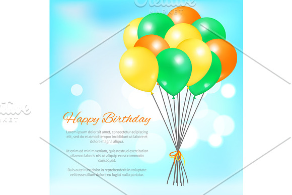 Happy Birthday Postcard Balloons Big Bundle Party