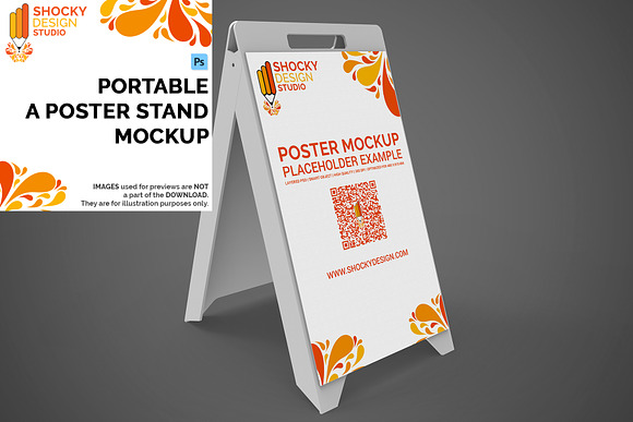 Portable A Poster Stand Mockup