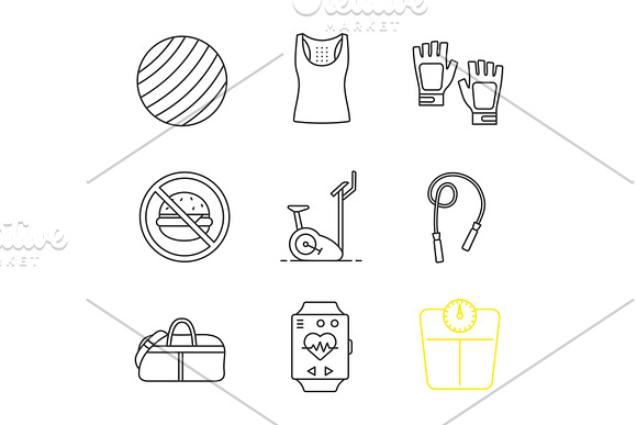 Fitness Linear Icons Set
