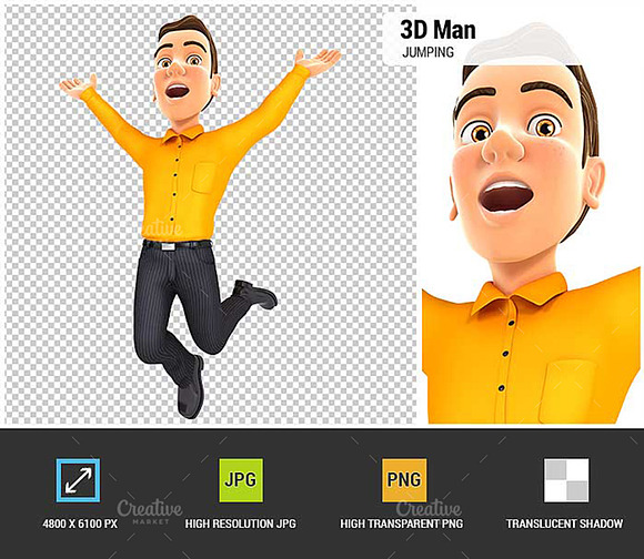 3D Man Is Jumping