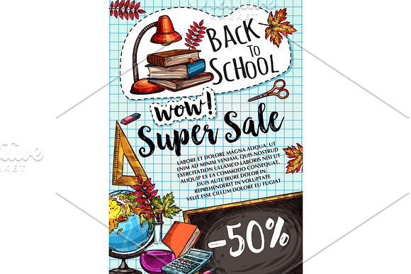 Back To School Vector Poster Special Promo Sale