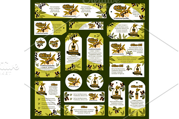 Vector Olives Olive Oil Tags And Banners